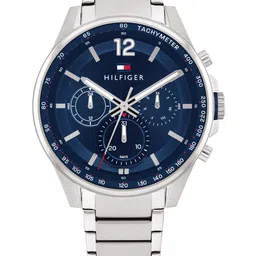 Tommy Hilfiger Men Blue Dial & Silver Toned Stainless Steel Bracelet Style Straps Analogue Watch TH1791973-image-80