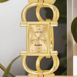 LOREM Women Gold-Toned Brass Embellished Dial & Gold Toned Bracelet Style Straps Analogue Watch LR294-image-54