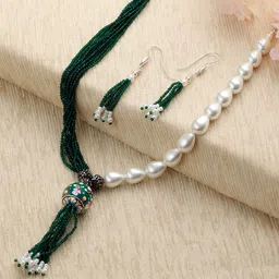Jazz and Sizzle Silver-Plated Beaded Necklace and Earrings-67