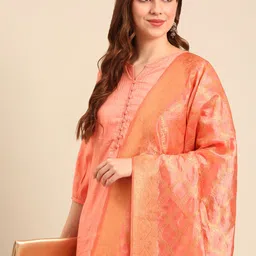 Anouk Women Regular Chanderi Cotton Kurta with Trousers & With Dupatta image 2