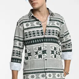 Campus Sutra Men Comfort Spread Collar Ethnic Motifs Printed  Casual Shirt-image-97