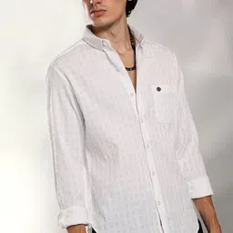 Campus Sutra Men Comfort Button-Down Collar Solid Cotton Casual Shirt-image-45