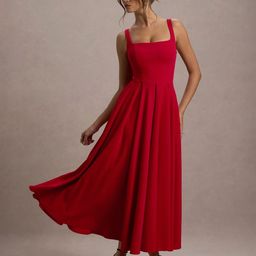 TRAQUILA Fit & Flare Midi Dress-image-102