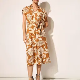 ONLY Women Floral Print Shirt Collar Short Sleeves Shirt Midi Dress-picture-24