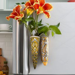 Kraftlik Handicraft Yellow Ceramic Vases-image-72