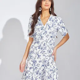Latin Quarters Women Print A-Line Short Dress-image-66