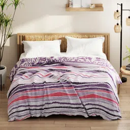 KOPA Purple & White Striped Microfiber AC Room 120 GSM Double Bed Comforter-image-48