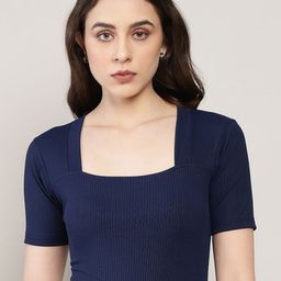 AVANOVA Women Ribbed Sheen Sheer Top-image-99