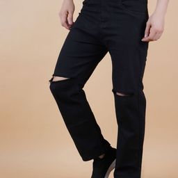 MaverIQ Men Classic Mid-Rise Slash Knee Stretchable Jeans-picture-45