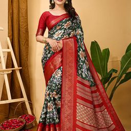 KAYOMMI Floral Zari Silk Cotton Banarasi Saree-image-62
