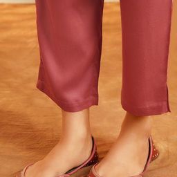 JAYPORE Women Textured Slim Fit Trousers-image-97
