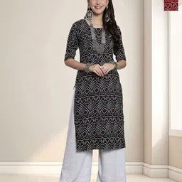 HERE&NOW Selection Of 2 Bandhani Printed Round Neck Straight Kurta-picture-22