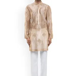 SDS By Kushal Shah Floral Embroidered Mandarin Collar Organza Straight Kurta With Trouser-image-26
