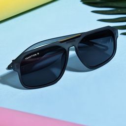 Garry Gobbs Unisex Grey Lens & Gunmetal-Toned Square Sunglasses with-image-75