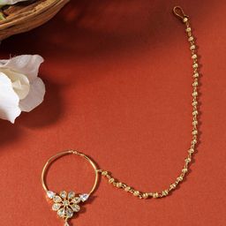 House of Pataudi Gold-Plated Artificial Stones and Beads Ring Nosepin-17