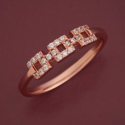 Kushal's Fashion Jewellery White 92.5 Pure Silver Rose Gold-Plated Zircon Party Ring-17