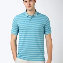Peter England Men Striped Polo Collar Cotton T-shirt-picture-18