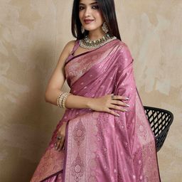TASRIKA Woven Design Zari Satin Heavy Work Banarasi Saree-image-64