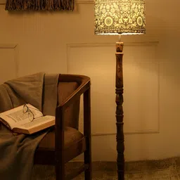 green girgit White & Brown Printed Wooden Floor Lamp-11