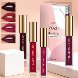 VOZO Set Of 4 Stay-All-Day Matte Liquid Lipstick - 4 ml Each - 102-104-106-201-25