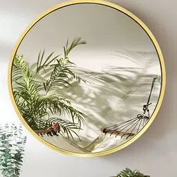 Art Street Gold-Tone Round Metal Wall Mirror-45