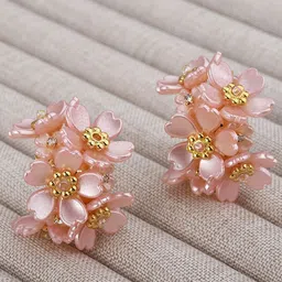 Shining Diva Fashion Gold Plated Artificial Stones Studded Floral Studs-6