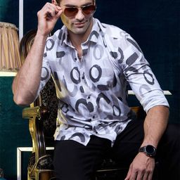 ALMATY Men Comfort Slim Fit Opaque Printed Casual Shirt-image-5