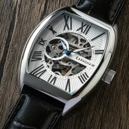 EARNSHAW Men Silver-Toned Beauchamp Automatic Skeleton Watch - ES-8148-07-18