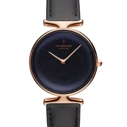 Nordgreen Women Navy Blue Dial & Black Leather Straps Analogue Watch 5714205025021-picture-17