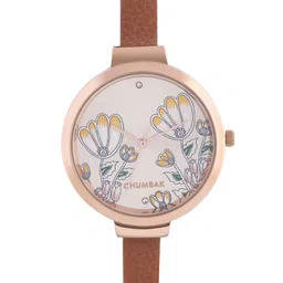 TEAL BY CHUMBAK Women Rose Gold-Toned Brass Printed Dial & Brown Leather Straps Analogue Watch-image-86