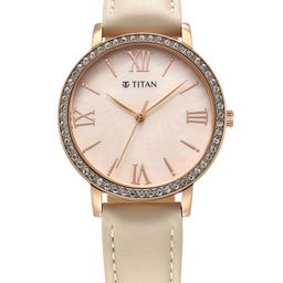 Titan Women Embellished Dial & Leather Straps Analogue Watch 95236WL01-image-65