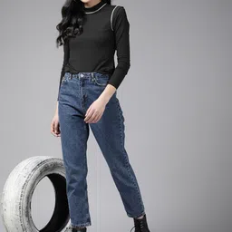 The Roadster Lifestyle Co. Women Solid High Neck Contrast Stitch Detail Top-picture-53