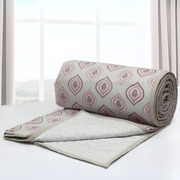 Aurave riva Peach-Coloured & Beige Floral AC Room 150 GSM Cotton Double Bed Dohar-image-38
