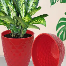 Kuber Industries Red 5 Pieces Indoor Planters-65