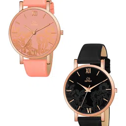 Septem Women Set Of 2 Leather Straps Analogue Watch SP-118.Black-Peach-Septem-image-85