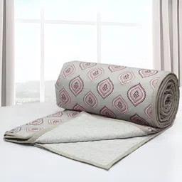 Aurave Riva Peach & Green Floral Cotton AC Room 150 GSM Single Bed Dohar-12