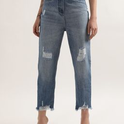 ELLE Women High-Rise Highly Distressed Heavy Fade Stretchable Cotton Jeans-image-10