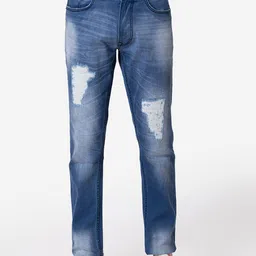 Allen Cooper Men Straight Fit Mildly Distressed Heavy Fade Stretchable Cotton Jeans-image-83