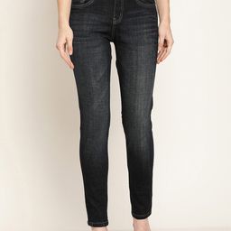 Cantabil Women Olive Green Jean Straight Fit Light Fade Stretchable Jeans-image-43