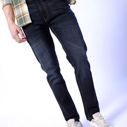 The Indian Garage Co Blue Men Mid-Rise Slim Fit Light Fade Stretchable Jeans-image-65