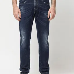 RARE RABBIT Men Comfort Slim Fit Mildly Distressed Light Fade Cotton Jeans-picture-29