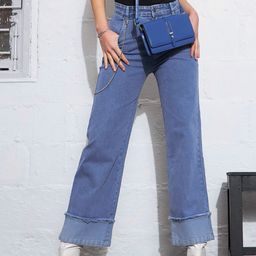 SASSAFRAS Women Straight Fit High-Rise Clean Look Stretchable Jeans-image-47
