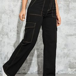 Next One Women Smart Wide Leg High-Rise Clean Look Stretchable Cargo Jeans-picture-28