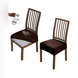 HOKIPO Brown 2 Pieces Waterproof Stretchable Chair Seat Covers-picture-32