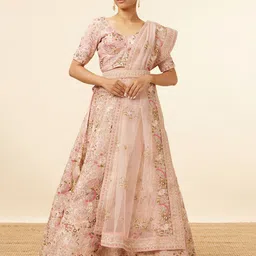MOHEY Embroidered Semi-Stitched Lehenga & Unstitched Blouse With Dupatta & Belt-picture-54