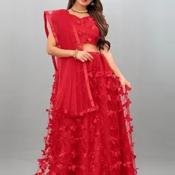 APNISHA Embroidered Semi-Stitched Lehenga & Unstitched Blouse With Dupatta-picture-49