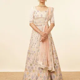 MOHEY Embroidered Mirror Work Semi-Stitched Lehenga & Unstitched Blouse With Dupatta-picture-15