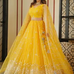 KALINI Embroidered Sequinned Semi-Stitched Lehenga & Unstitched Blouse With Dupatta-picture-13