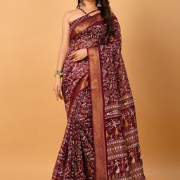 SANJANA  SILK Ethnic Motifs Printed Zari Silk Cotton Chanderi Saree-38
