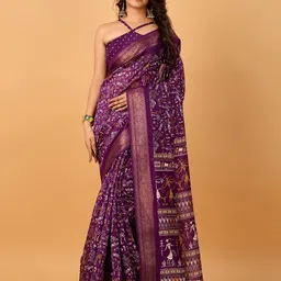 SANJANA  SILK Ethnic Motifs Printed Zari Silk Cotton Chanderi Saree-picture-39
